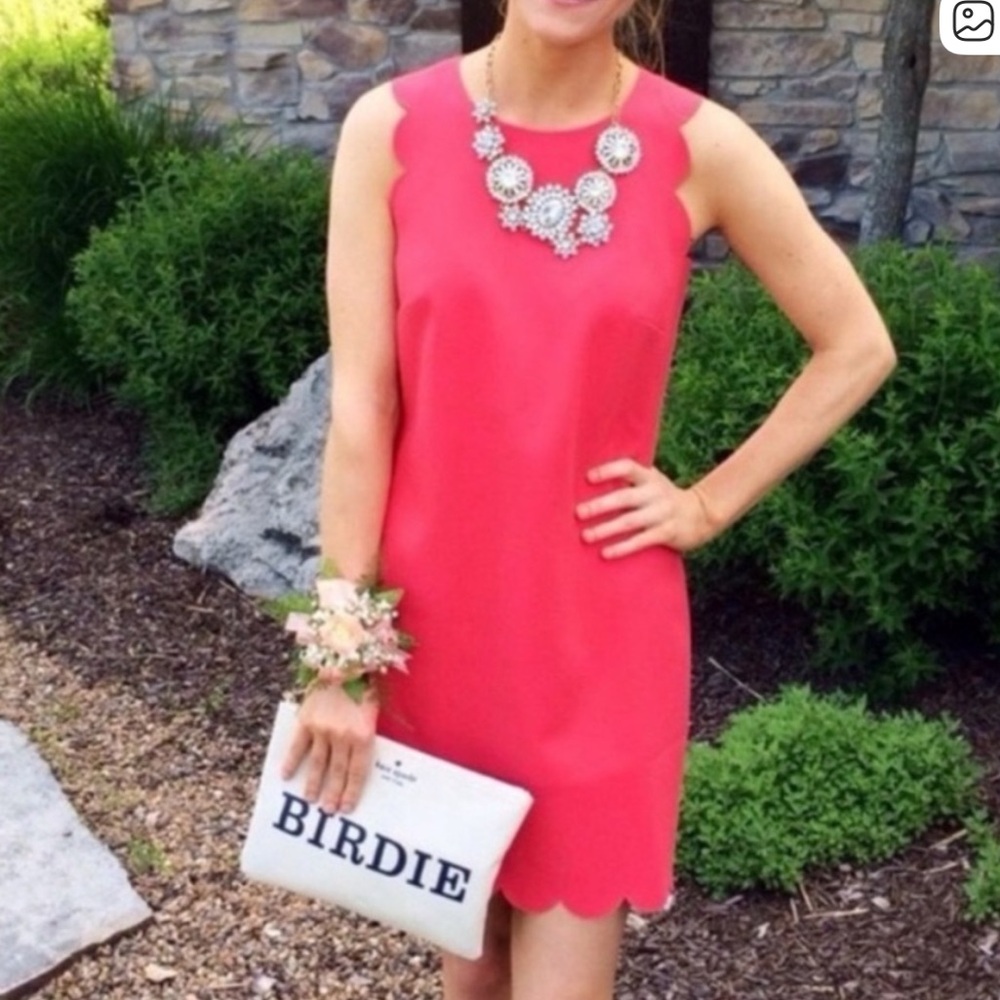 ❗️J. Crew Coral Red Scalloped Mini Dress MSRP $168!